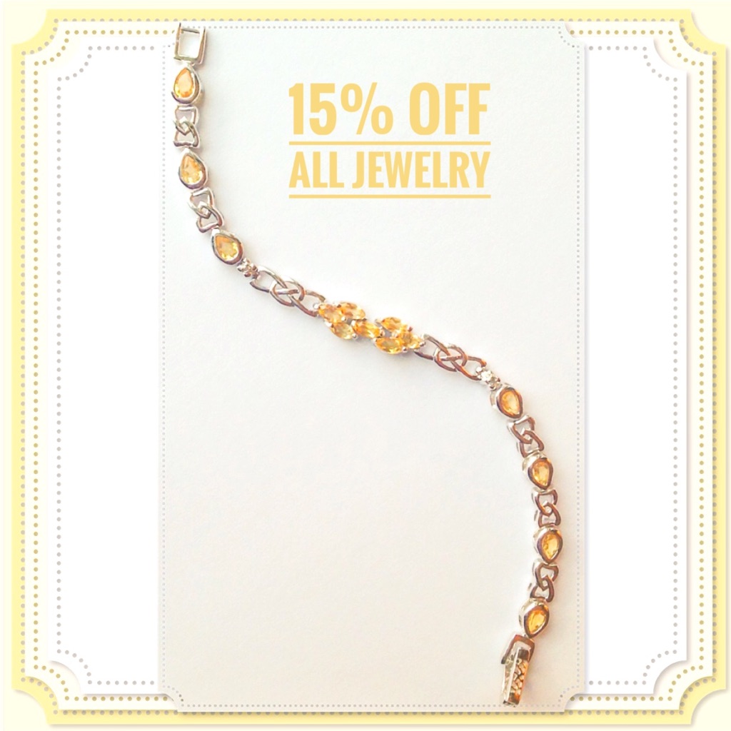 Genuine Citrine White 14k Gf Art Deco Tennis Bracelet Nwt